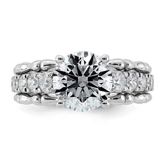 14kw 3 3/8ct Cert Round Center Lab Grown Diamond VS+ F+ Comp Ring