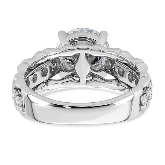 14kw 3 3/8ct Cert Round Center Lab Grown Diamond VS+ F+ Comp Ring