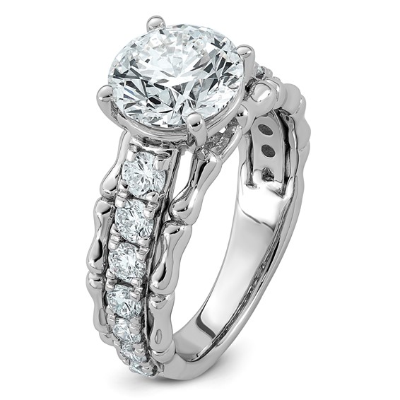 14kw 3 3/8ct Cert Round Center Lab Grown Diamond VS+ F+ Comp Ring