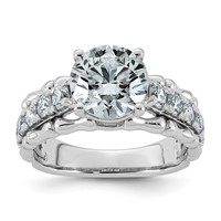 14K White Gold 3.38ct Cert Round Center Lab Grown Diamond VS+ F+ Comp Ring view 1