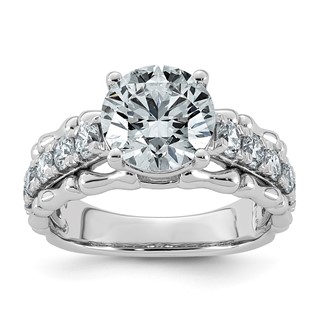 14kw 3 3/8ct Cert Round Center Lab Grown Diamond VS+ F+ Comp Ring