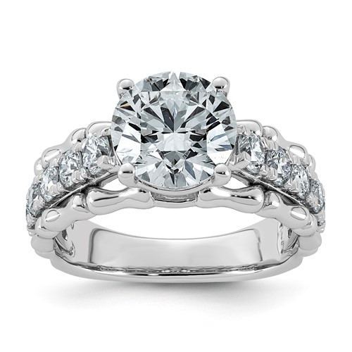 14K White Gold 3.38ct Cert Round Center Lab Grown Diamond VS+ F+ Comp Ring