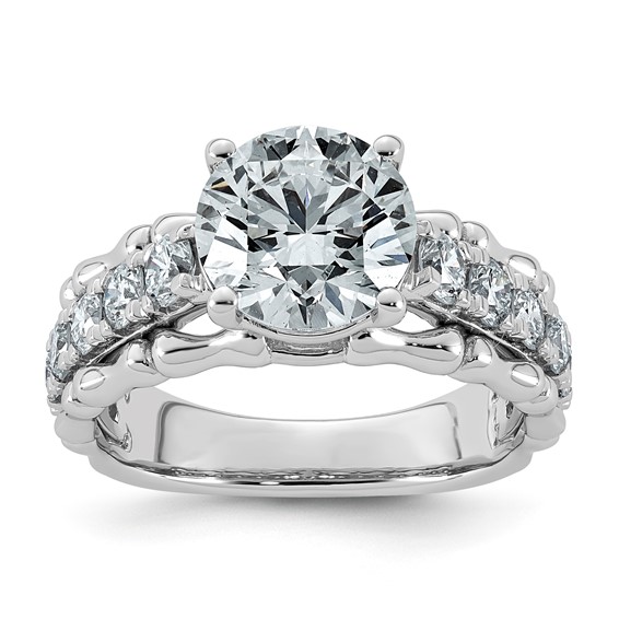 14kw 3 3/8ct Cert Round Center Lab Grown Diamond VS+ F+ Comp Ring