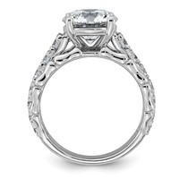 14K White Gold 4ct Cert Round Center Lab Grown Diamond VS+ F+ Comp Ring view 2