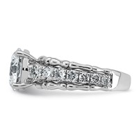 14K White Gold 4ct Cert Round Center Lab Grown Diamond VS+ F+ Comp Ring view 3