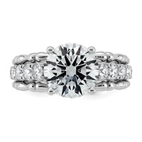 14K White Gold 4ct Cert Round Center Lab Grown Diamond VS+ F+ Comp Ring view 4