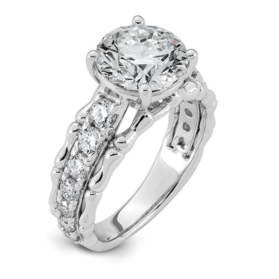 14kw 4ct Cert Round Center Lab Grown Diamond VS+ F+ Comp Ring