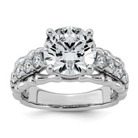 14K White Gold 4ct Cert Round Center Lab Grown Diamond VS+ F+ Comp Ring view 1