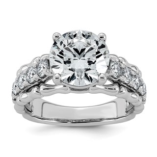 14kw 4ct Cert Round Center Lab Grown Diamond VS+ F+ Comp Ring