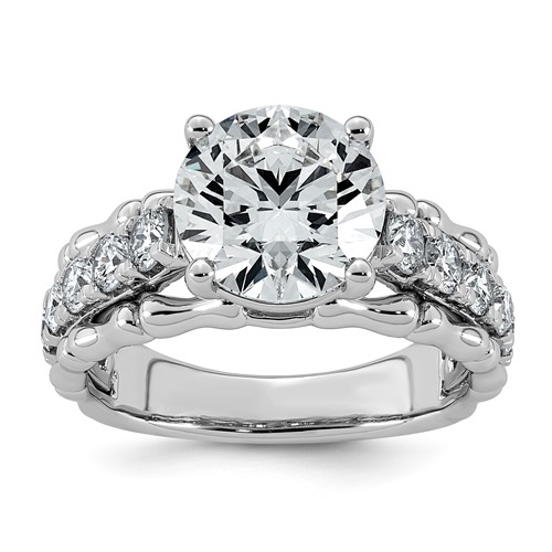 14K White Gold 4ct Cert Round Center Lab Grown Diamond VS+ F+ Comp Ring