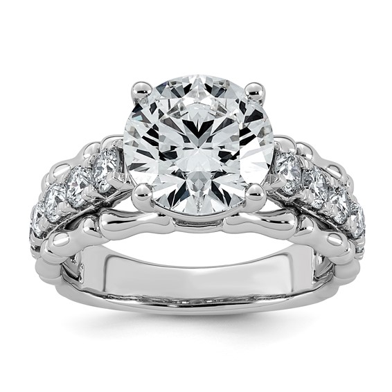 14kw 4ct Cert Round Center Lab Grown Diamond VS+ F+ Comp Ring