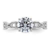 14K White Gold 1.75ct Cert Round Center Lab Grown Diamond VS+ F+ Comp Ring view 4