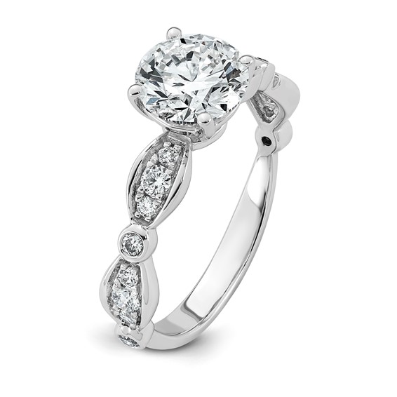 14kw 1 3/4ct Cert Round Center Lab Grown Diamond VS+ F+ Comp Ring