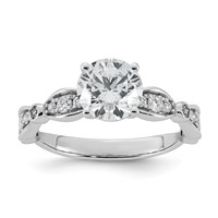 14K White Gold 1.75ct Cert Round Center Lab Grown Diamond VS+ F+ Comp Ring view 1