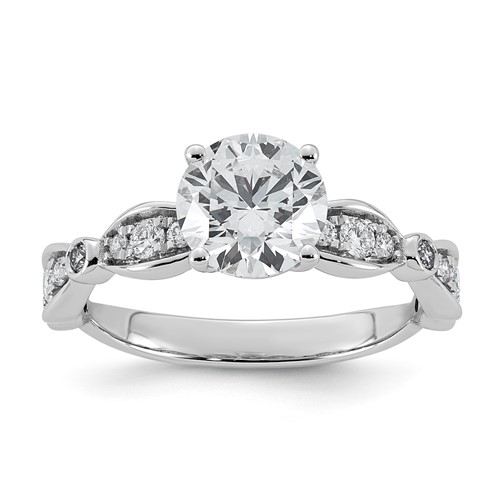 14K White Gold 1.75ct Cert Round Center Lab Grown Diamond VS+ F+ Comp Ring