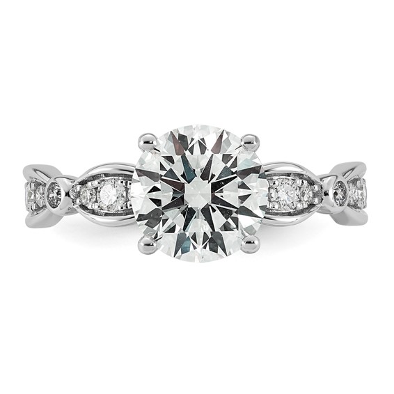 14kw 2 1/4ct Cert Round Center Lab Grown Diamond VS+ F+ Comp Ring