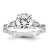 14K White Gold 2.25ct Cert Round Center Lab Grown Diamond VS+ F+ Comp Ring view 1