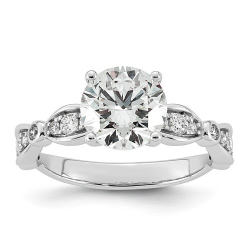 14K White Gold 2.25ct Cert Round Center Lab Grown Diamond VS+ F+ Comp Ring