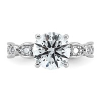14K White Gold 2.88ct Cert Round Center Lab Grown Diamond VS+ F+ Comp Ring view 4