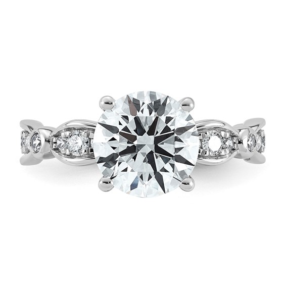 14kw 2 7/8ct Cert Round Center Lab Grown Diamond VS+ F+ Comp Ring