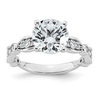 14K White Gold 2.88ct Cert Round Center Lab Grown Diamond VS+ F+ Comp Ring view 1