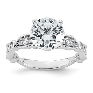 14kw 2 7/8ct Cert Round Center Lab Grown Diamond VS+ F+ Comp Ring