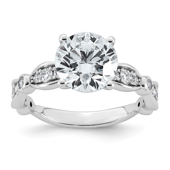 14kw 2 7/8ct Cert Round Center Lab Grown Diamond VS+ F+ Comp Ring