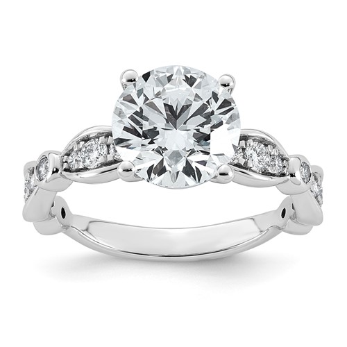 14K White Gold 2.88ct Cert Round Center Lab Grown Diamond VS+ F+ Comp Ring