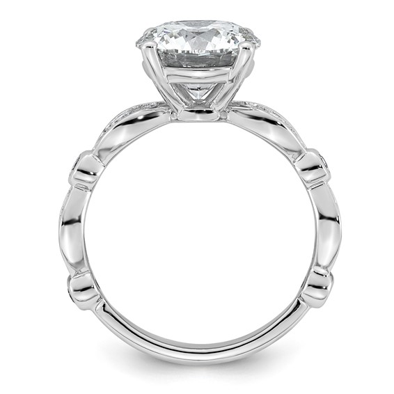 14kw 3 1/3ct Cert Round Center Lab Grown Diamond VS+ F+ Comp Ring