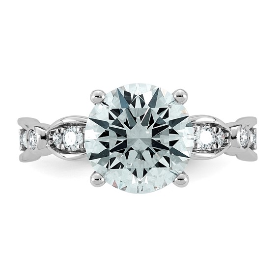 14kw 3 1/3ct Cert Round Center Lab Grown Diamond VS+ F+ Comp Ring