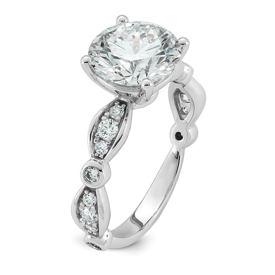 14kw 3 1/3ct Cert Round Center Lab Grown Diamond VS+ F+ Comp Ring