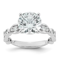 14K White Gold 3.33ct Cert Round Center Lab Grown Diamond VS+ F+ Comp Ring view 1