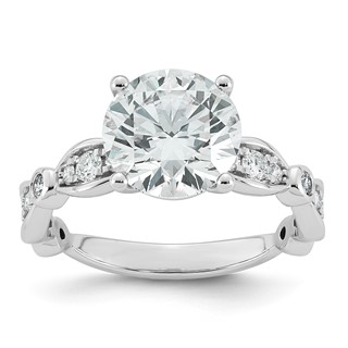 14kw 3 1/3ct Cert Round Center Lab Grown Diamond VS+ F+ Comp Ring