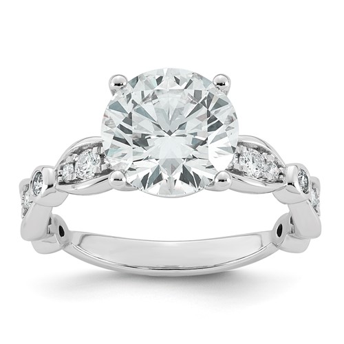 14K White Gold 3.33ct Cert Round Center Lab Grown Diamond VS+ F+ Comp Ring