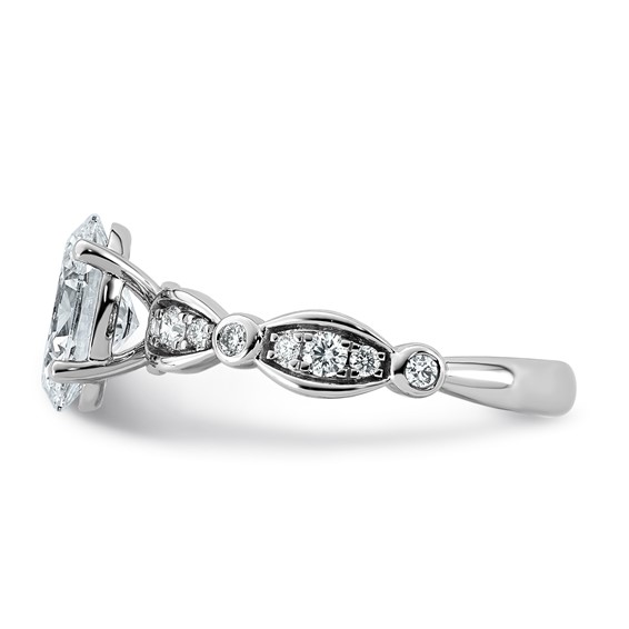 14kw 1 3/4ct Cert Oval Center Lab Grown Diamond VS+ F+ Comp Ring