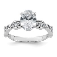 14K White Gold 1.75ct Cert Oval Center Lab Grown Diamond VS+ F+ Comp Ring view 1
