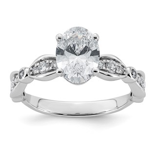 14kw 1 3/4ct Cert Oval Center Lab Grown Diamond VS+ F+ Comp Ring