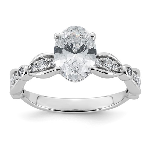 14K White Gold 1.75ct Cert Oval Center Lab Grown Diamond VS+ F+ Comp Ring