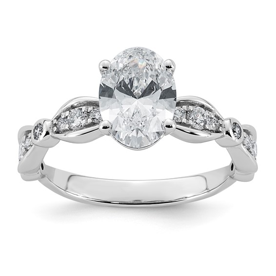 14kw 1 3/4ct Cert Oval Center Lab Grown Diamond VS+ F+ Comp Ring