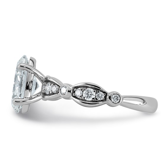 14kw 2 1/4ct Cert Oval Center Lab Grown Diamond VS+ F+ Comp Ring