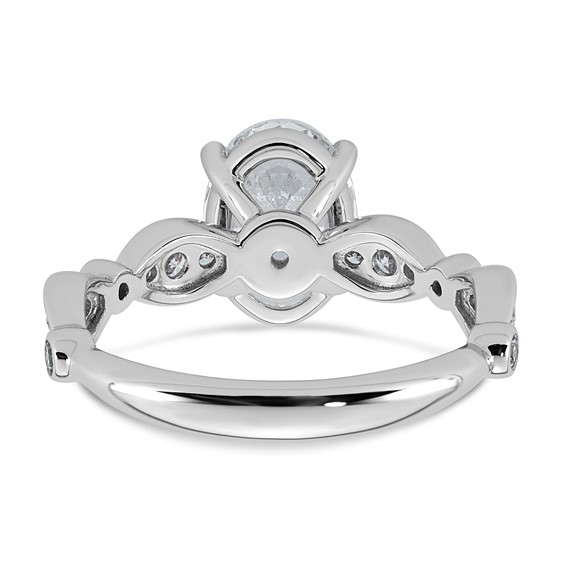 14kw 2 1/4ct Cert Oval Center Lab Grown Diamond VS+ F+ Comp Ring