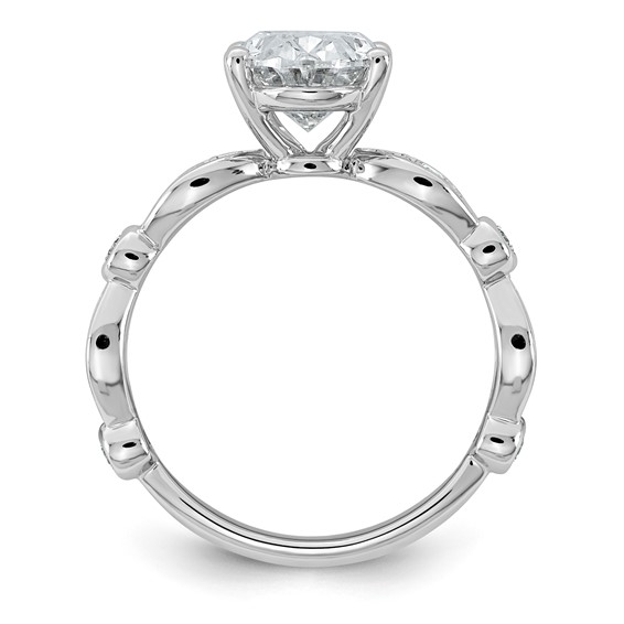 14kw 2 7/8ct Cert Oval Center Lab Grown Diamond VS+ F+ Comp Ring