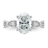 14K White Gold 2.88ct Cert Oval Center Lab Grown Diamond VS+ F+ Comp Ring view 4
