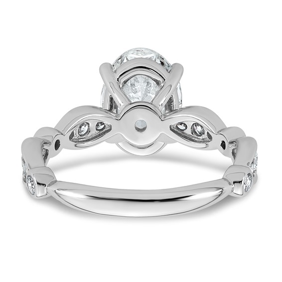 14kw 2 7/8ct Cert Oval Center Lab Grown Diamond VS+ F+ Comp Ring