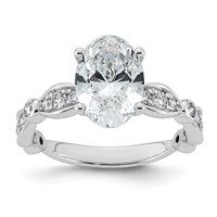 14K White Gold 2.88ct Cert Oval Center Lab Grown Diamond VS+ F+ Comp Ring view 1