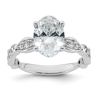 14kw 2 7/8ct Cert Oval Center Lab Grown Diamond VS+ F+ Comp Ring