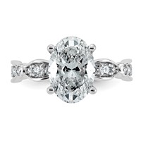 14K White Gold 3.33ct Cert Oval Center Lab Grown Diamond VS+ F+ Comp Ring view 4