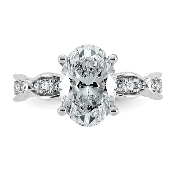 14kw 3 1/3ct Cert Oval Center Lab Grown Diamond VS+ F+ Comp Ring