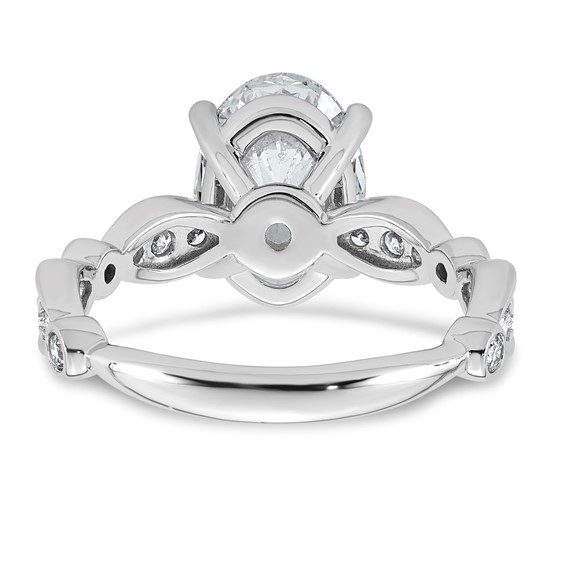 14kw 3 1/3ct Cert Oval Center Lab Grown Diamond VS+ F+ Comp Ring