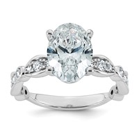 14K White Gold 3.33ct Cert Oval Center Lab Grown Diamond VS+ F+ Comp Ring view 1